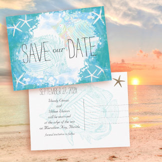 Postal De Anuncios Bajo el mar Salven la fecha Boda tropical