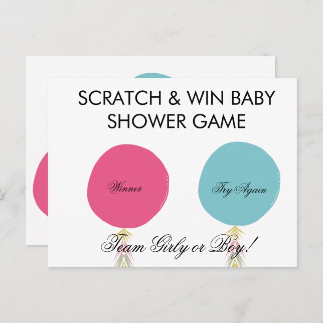 Postal De Anuncios Balloon Baby Gender Reveal DIY Scratch Card (Anverso / Reverso)