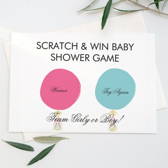 Postal De Anuncios Balloon Baby Gender Reveal DIY Scratch Card (Subido por el creador)