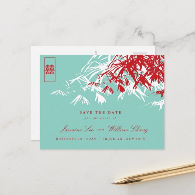 Postal De Anuncios Bambú deja doble felicidad a Boda chino (Anverso/Reverso In Situ)