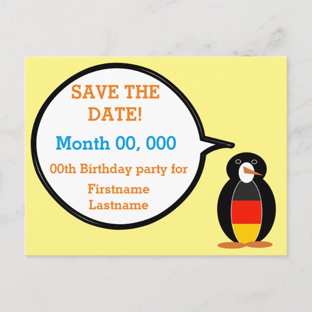 Postal De Anuncios Bandera alemana Señora Pingüino hablando (Anverso)