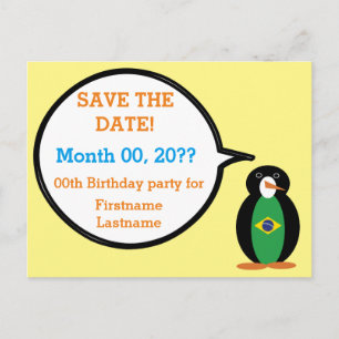 Postal De Anuncios Bandera Brasileña Pinguino Personalizado Señora