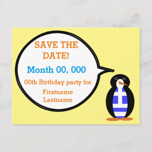 Postal De Anuncios Bandera griega hablando con la Sra. Penguin