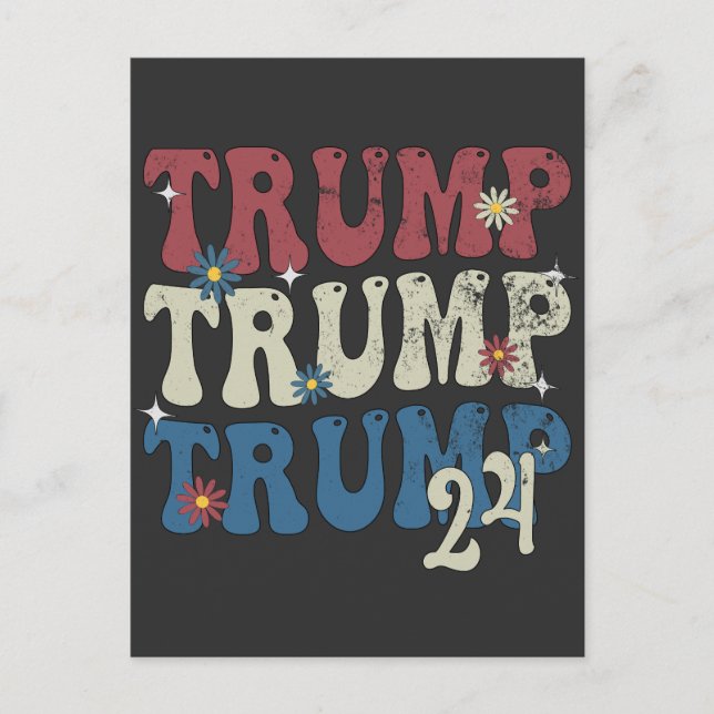 Postal De Anuncios Bandera Patriótica Norteamericana Trump 2024 4 De  (Anverso)