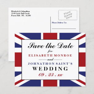 Postal De Anuncios Bandera Union Jack Boda Británica Save The Date