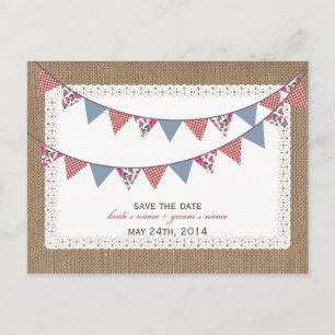 Postal De Anuncios Banderas Florales de Gingham Inspiradas en Arpille