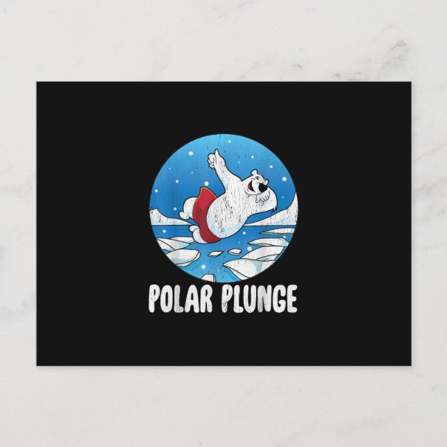 Postal De Anuncios Baño de invierno Polar Plunge Hice Jump Polar Bear (Anverso)
