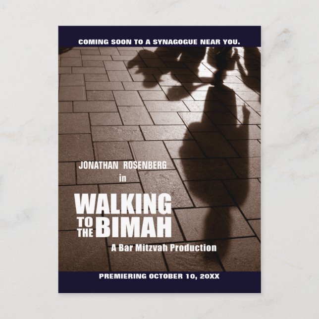 Postal De Anuncios Bar Mitzvah Bimah Movie Save the Date Postcard (Anverso)
