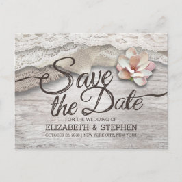 Postal De Anuncios Barn Wood Arpillera Encaje Floral Boda Guardar La 