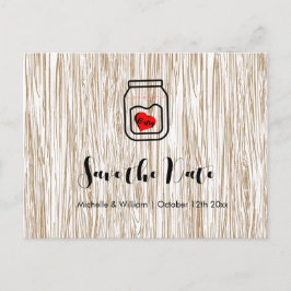 Postal De Anuncios Barn wood grain mason jar save the date cards