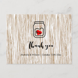 Postal De Anuncios Barn wood grain mason jar Thank you cards