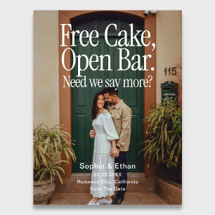 Postal De Anuncios Barra Libre Tarta Gratuita Foto Retro Guardar la F