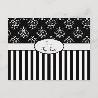 Postal De Anuncios Barroco a rayas en blanco y negro