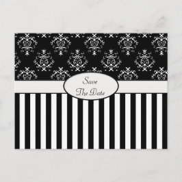 Postal De Anuncios Barroco a rayas en blanco y negro