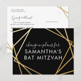 Postal De Anuncios Bat Mitzvah cambio de planes oro moderno negro