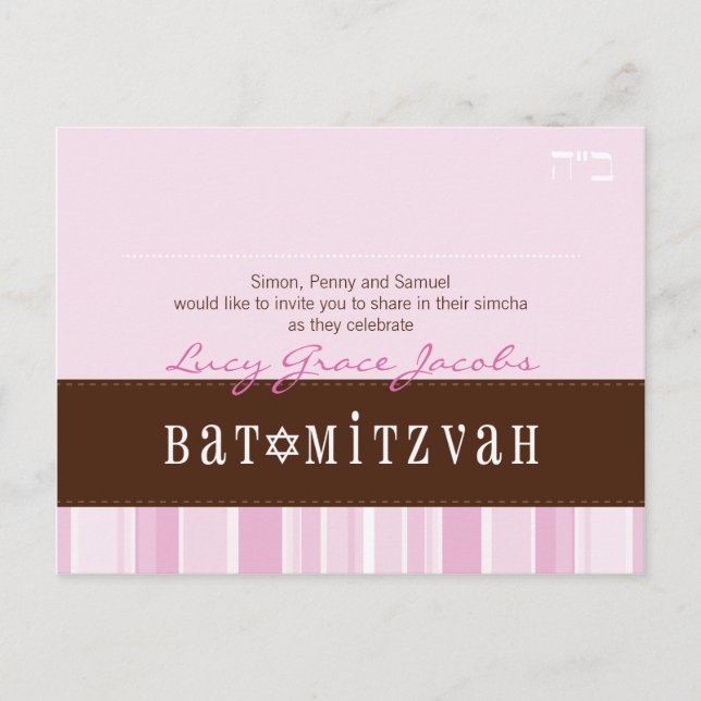 Postal De Anuncios BAT MITZVAH :: chica 2 (Anverso)