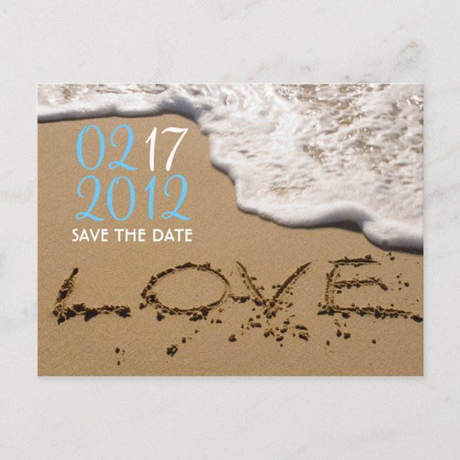 Postal De Anuncios Beach "Love in the Sand" Save the Date (Anverso)