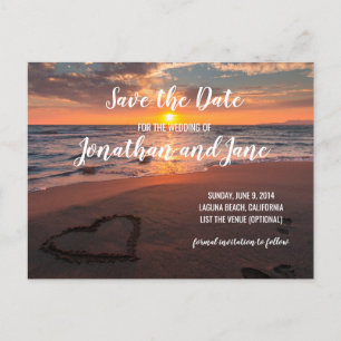 Postal De Anuncios Beach Ocean Boda Heart Save the Date