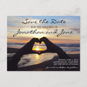 Postal De Anuncios Beach Ocean Love Heart Wedding Save the Date