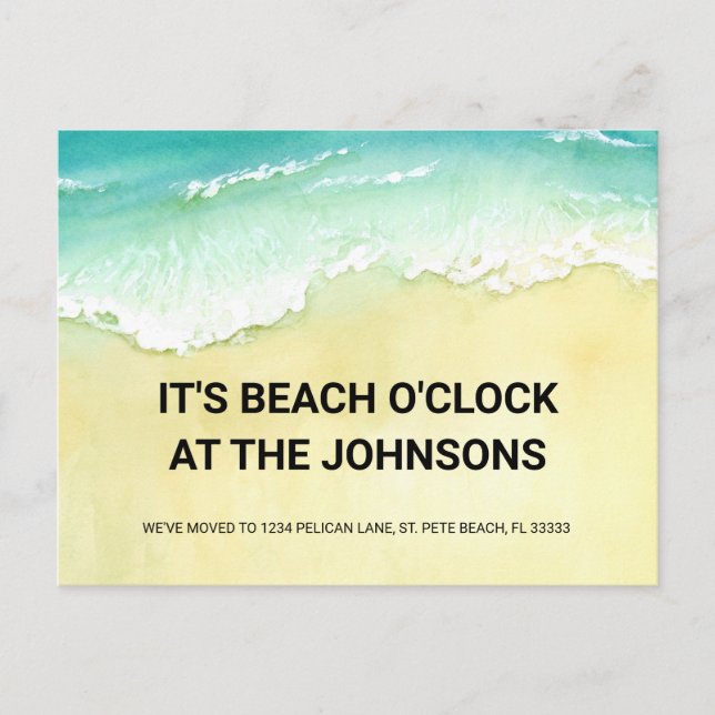 Postal De Anuncios Beach O'Clock Ocean ondea un nuevo hogar en movimi (Anverso)