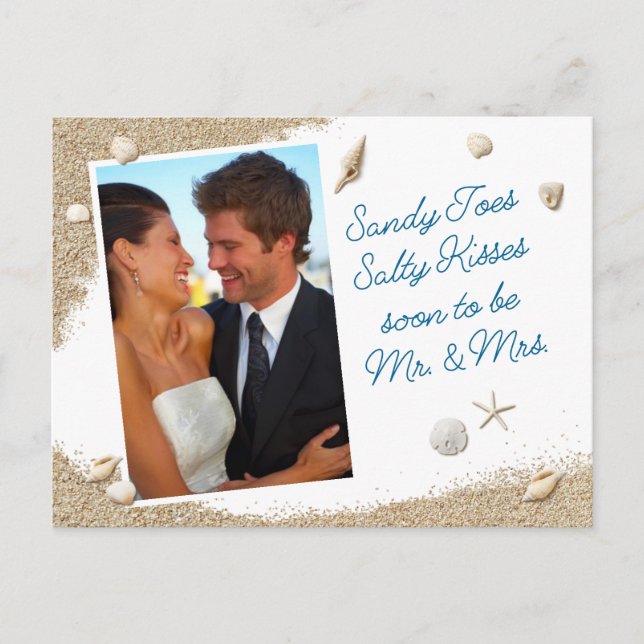 Postal De Anuncios Beach Sandy Toes Salty Kisses Foto Salven la fecha (Anverso)