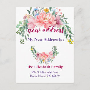 Postal De Anuncios Beautiful Floral New Address Moving Announcement