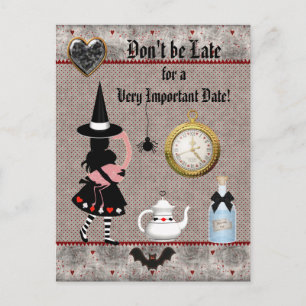 Postal De Anuncios Bebé de Alice en Halloween - Guardar la fecha