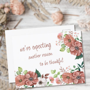 Postal De Anuncios Bebé de Otoño Esperado Flores de Otoño Embarazo