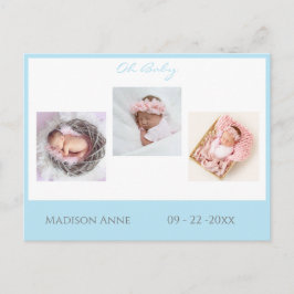 Postal De Anuncios Bebé Foto Blue Boy Script Estadísticas de nacimien