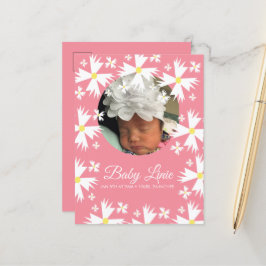 Postal De Anuncios Bebé Foto Floral Borde Dainty Margarita