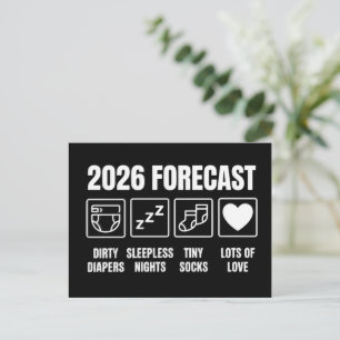 Postal De Anuncios Bebé Llegando Pronto Pronóstico 2026 Chiste de Cum