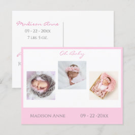 Postal De Anuncios Bebé Recién Nacida Foto Bebé Rosa Bebé Cute Nacimi