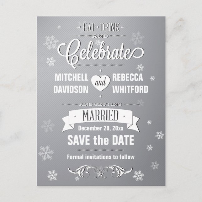 Postal De Anuncios Bebe y celebra el gris invernal salva la fecha (Anverso)