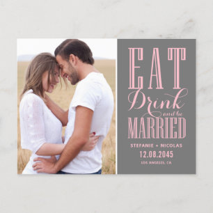 Postal De Anuncios Bebida rosa y gris y cásate, salva la fecha