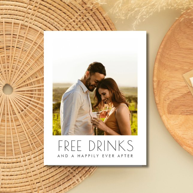 Postal De Anuncios Bebidas gratis Boda de Invierno Guardar la fecha (Free Drinks Winery Wedding Save the Date )