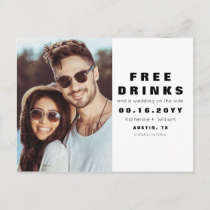 Postal De Anuncios Bebidas Gratis & Boda Foto Divertida Guardar la Fe