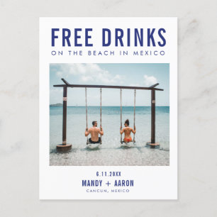 Postal De Anuncios Bebidas Gratis Cancun México Guarda la Fecha 
