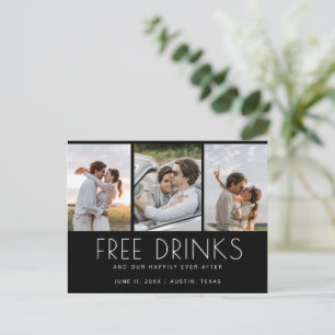 Postal De Anuncios Bebidas Gratis Divertidas 3 Fotos de Boda Guardar 
