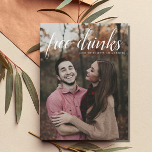 Postal De Anuncios Bebidas Gratis Foto de Boda Guardar la Fecha