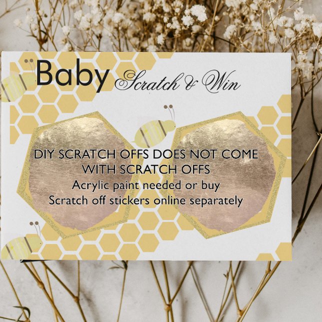 Postal De Anuncios Bee Honey Baby Shower Game DIY Scratch Card (Subido por el creador)