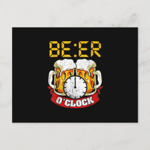 Postal De Anuncios Beer O'clock Graciosa Bebida Humor para adultos