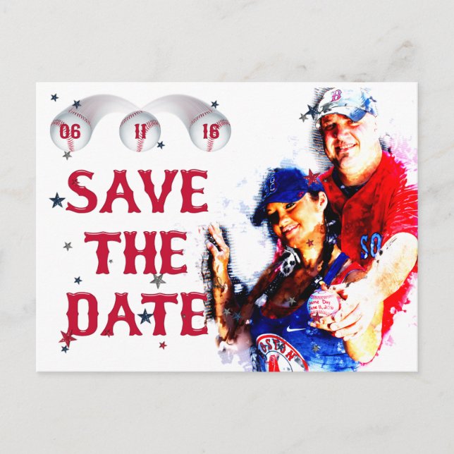 Postal De Anuncios Béisbol Boda Save-The-Date PC-HOWARD, Opción 1 (Anverso)