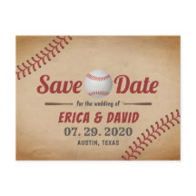 Béisbol Vintage Deporte Boda Guardar la Fecha