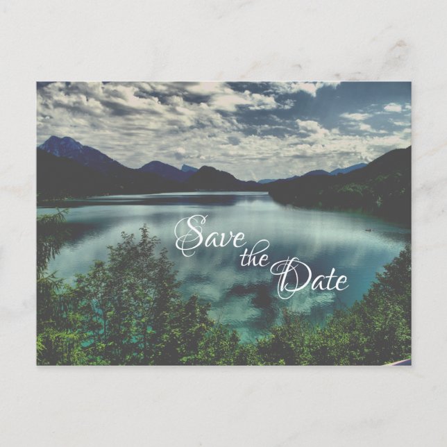 Postal De Anuncios Bella boda de Montaña y Lago Save the Date (Anverso)