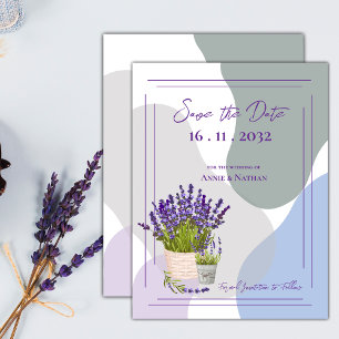 Postal De Anuncios Bello y Lindo Tema Floral Lavanda para Boda