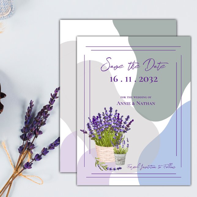 Postal De Anuncios Bello y Lindo Tema Floral Lavanda para Boda (Cute Pretty Lavender Themed Floral Wedding Announcement Postcard)