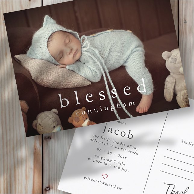 Postal De Anuncios Bendito Moderno Simple Chic Nacimiento del Bebé (Subido por el creador)