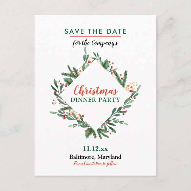 Postal De Anuncios Berry Feliz Navidad | Fiesta de vacaciones de invi (Anverso)