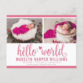 Postal De Anuncios Berry Pink Hello World Photo Birat Stat