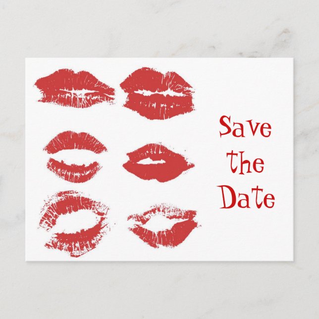 Postal De Anuncios Besos de lápiz labial - Salva la fecha (Anverso)